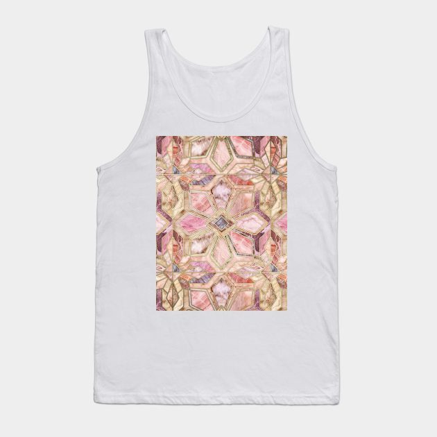 Geometric Gilded Stone Tiles in Blush Pink, Peach and Coral Tank Top by micklyn